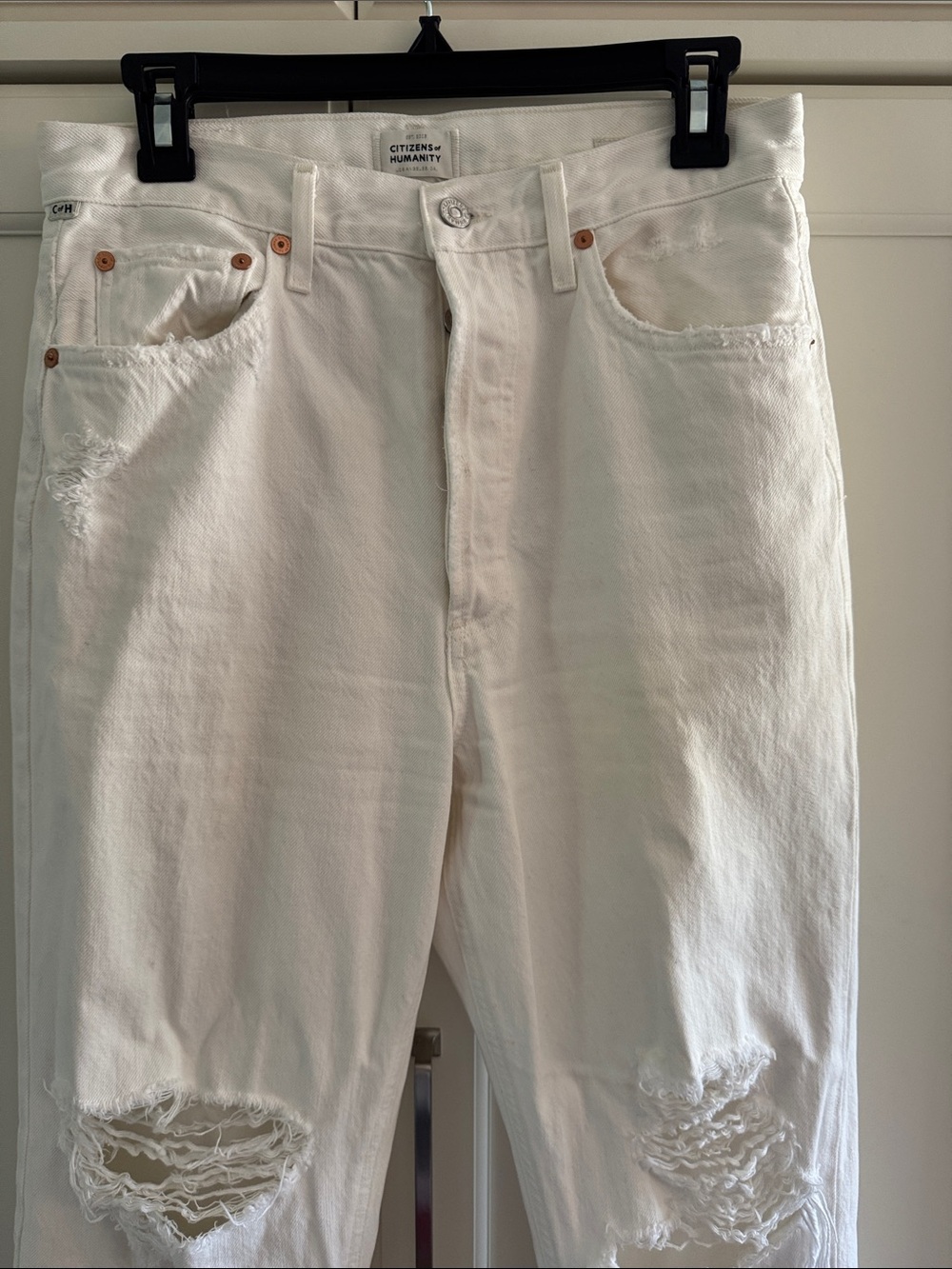 Citizens of Humanity Women’s White Distressed Denim Jeans